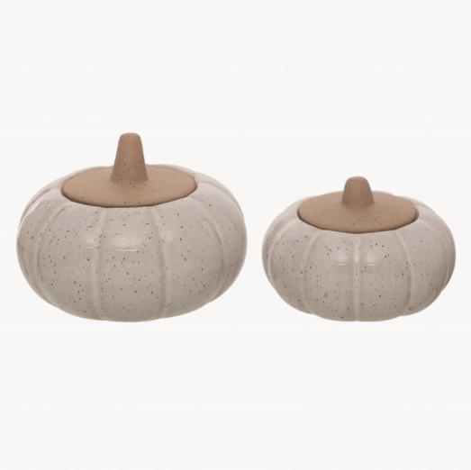 Ceramic White Pumpkin Jars with Lids