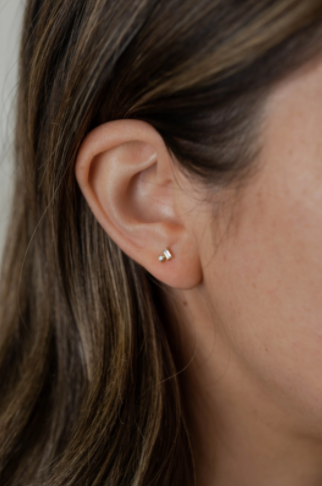 Double Stud Stack - White Cz - Earring