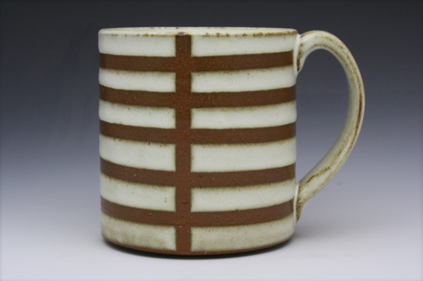 Stripe Patterned Mug - Criss Cross White & Brown