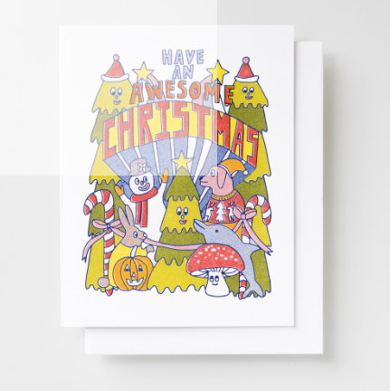Awesome Christmas - Risograph Card