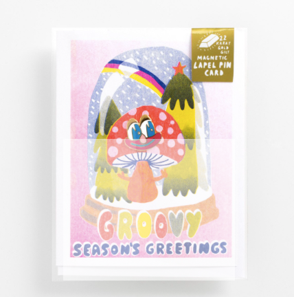 Groovy Season's Greetings - Lapel Pin Card