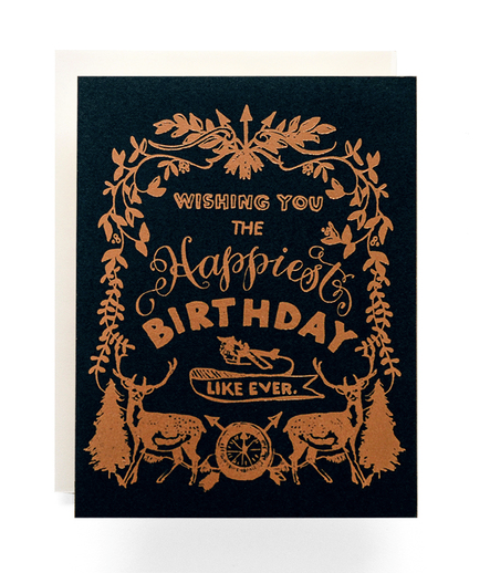 Happy Birthday Deer Crest Greeting Card