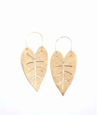 Heart Leaf Hoop Earrings