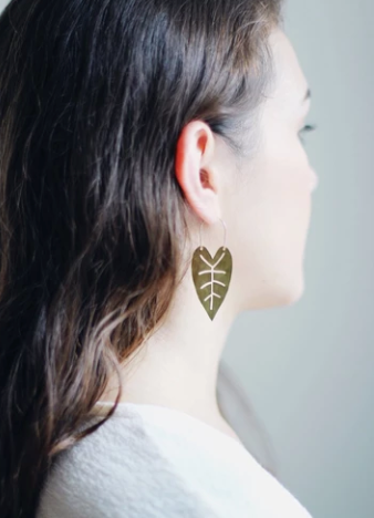 Heart Leaf Hoop Earrings
