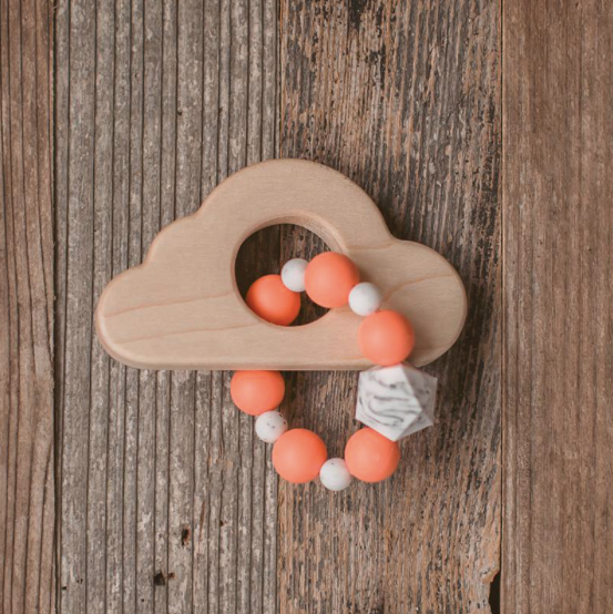 Cloud Wood and Silicone Bead Teether