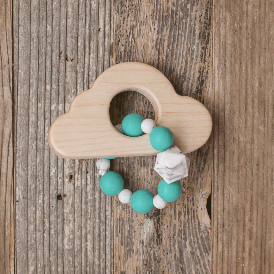 Cloud Wood and Silicone Bead Teether