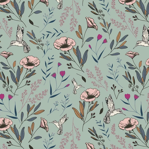 Cotton Headband - Hummingbird and Poppy