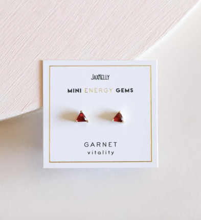 Garnet Mini Energy Gem Earrings