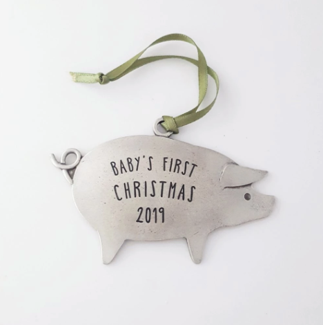 Pig Ornament "Baby's First Christmas"