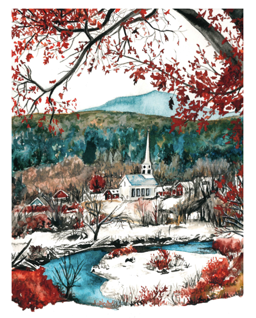 First Snow in Stowe 5x7 Art Print