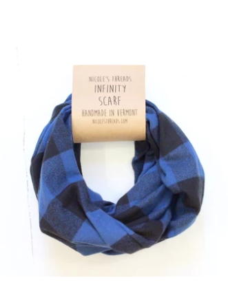Plaid Flannel Infinity Scarf - Large Buffalo Check Blue