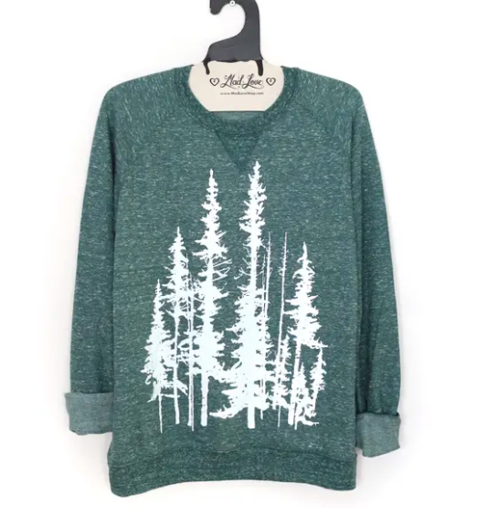 Unisex Forest Speckle Sweatshirt with Evergreen Trees