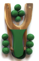 Wooden Slingshot with Matching Felt Balls