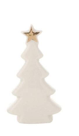 Ceramic Tree, White w/ Gold Electroplated Star