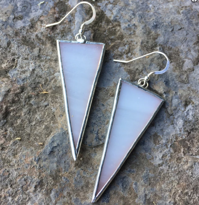 Long Triangle Stained Glass Earrings