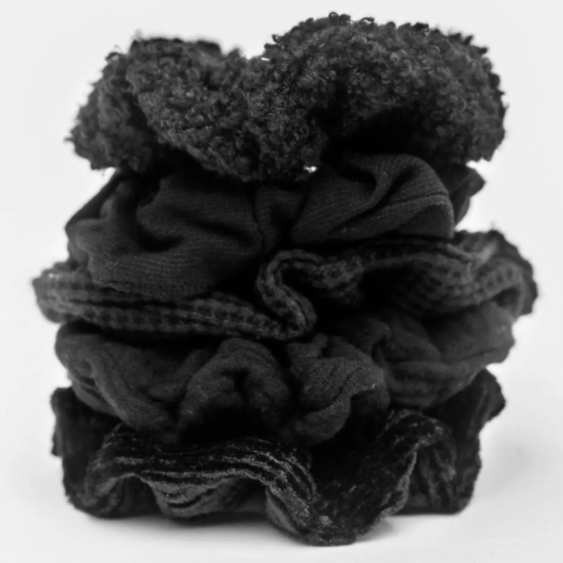 Assorted Textured Scrunchies - 5pc set