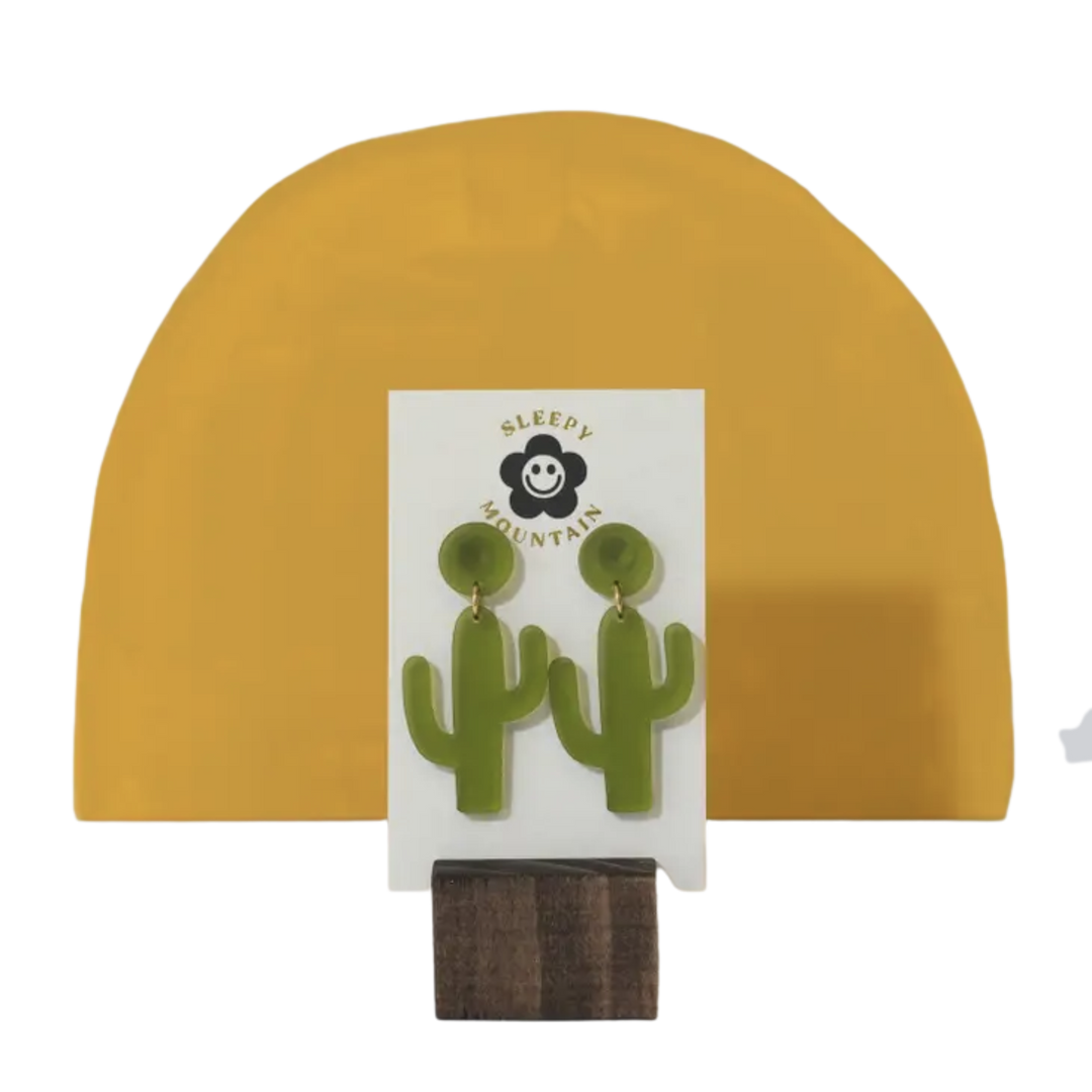 Cactus Olive Dangle Earrings
