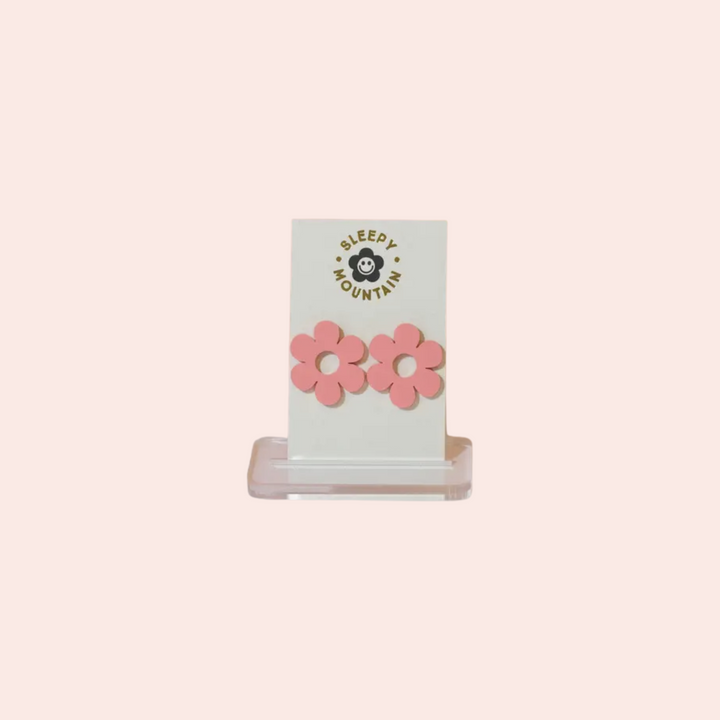 Daisy Earrings - Pastel Raspberry Acrylic Statement Studs