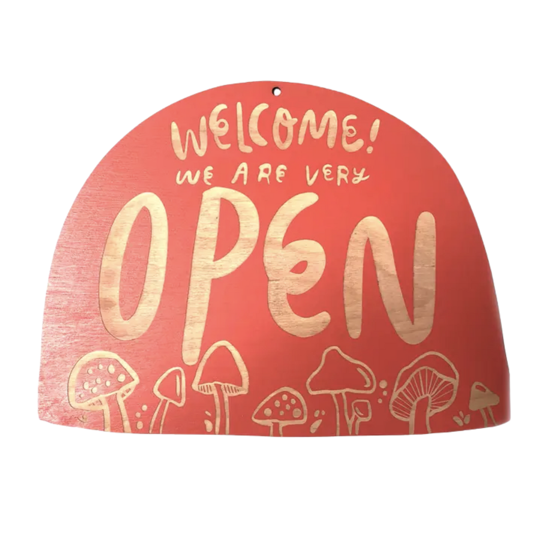 Mushroom Friends Open/Nope Retail Sign