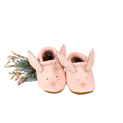 Cute Critters Pink Bunnies Leather Baby Shoes