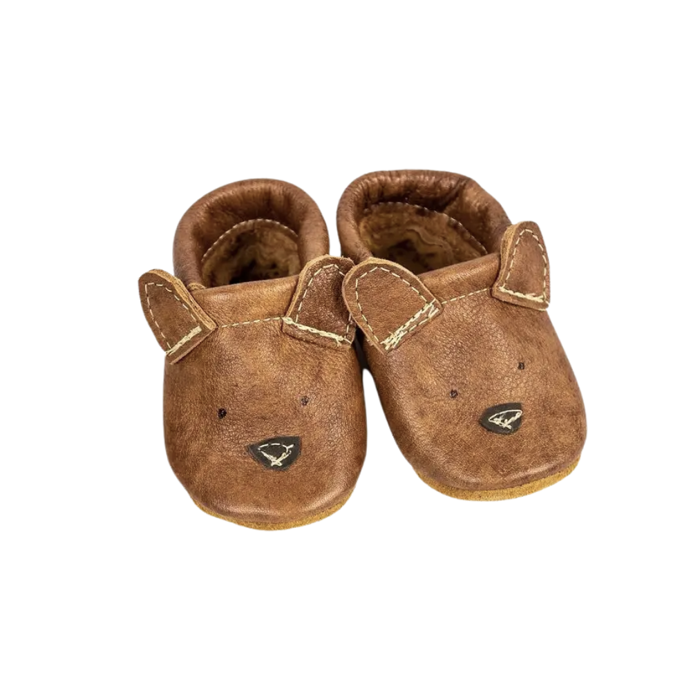 Cute Critters Russet Bear Leather Baby Shoes