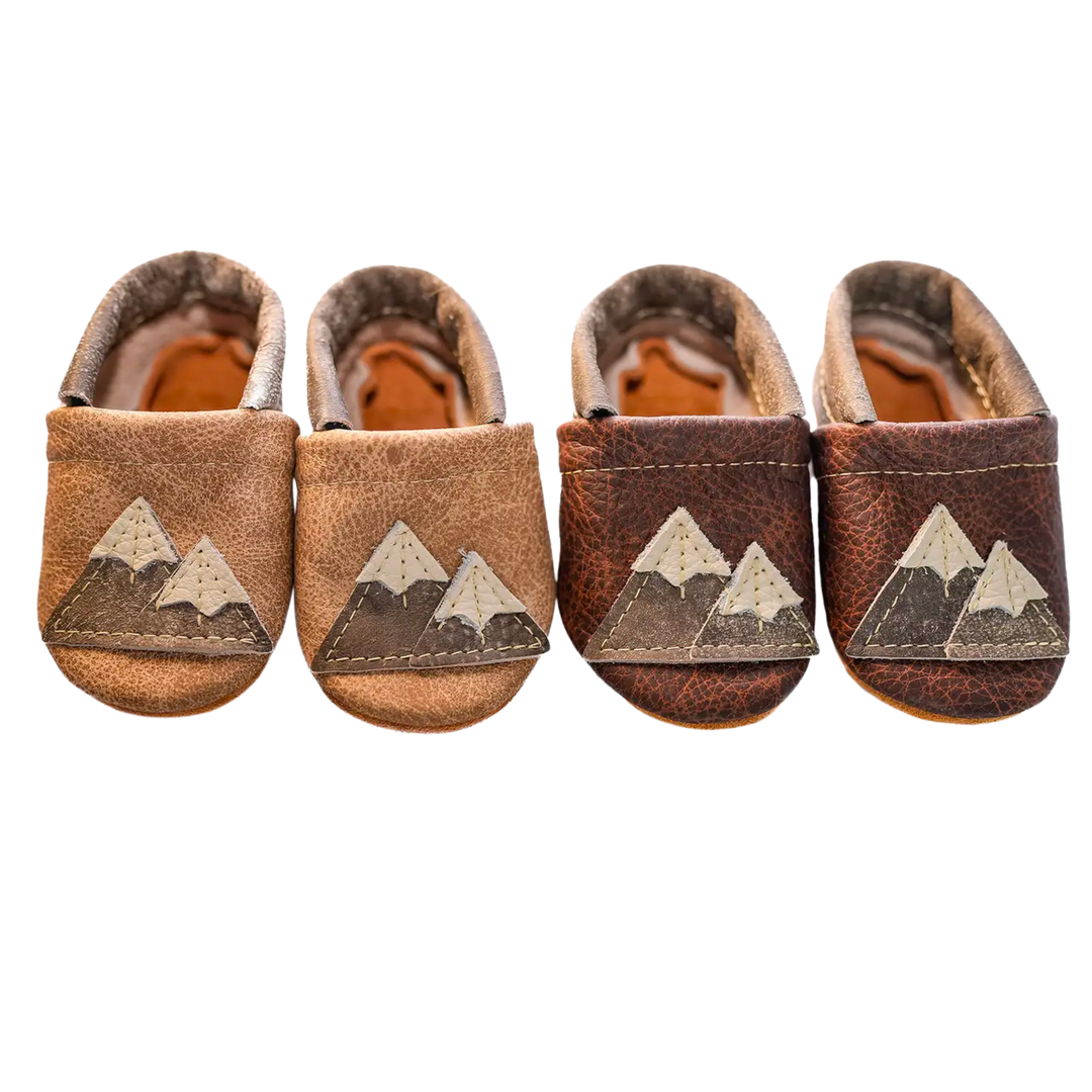 Sable & Latte Mountains Leather Shoes Moccs Baby and Toddler: Latte