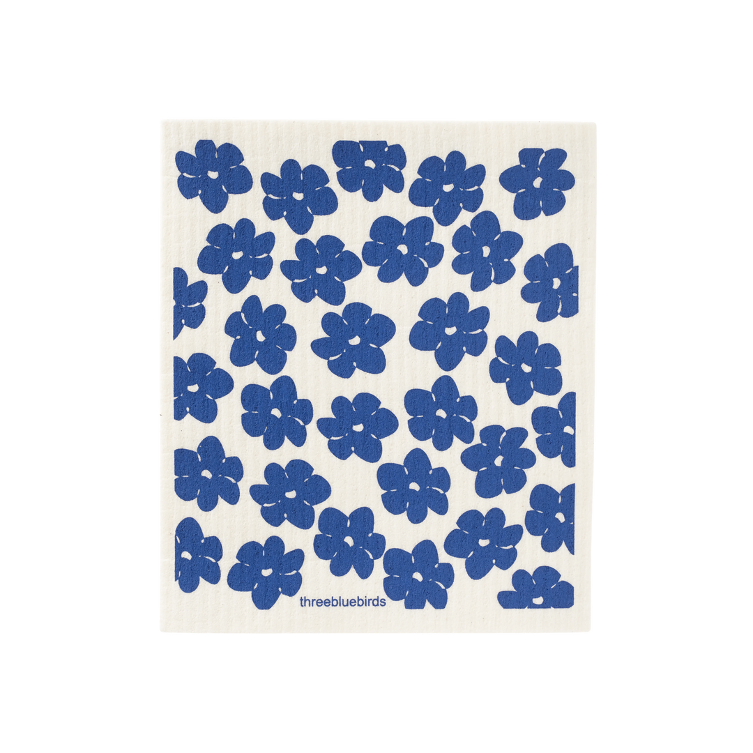 Blue Poppies Swedish Dishcloth
