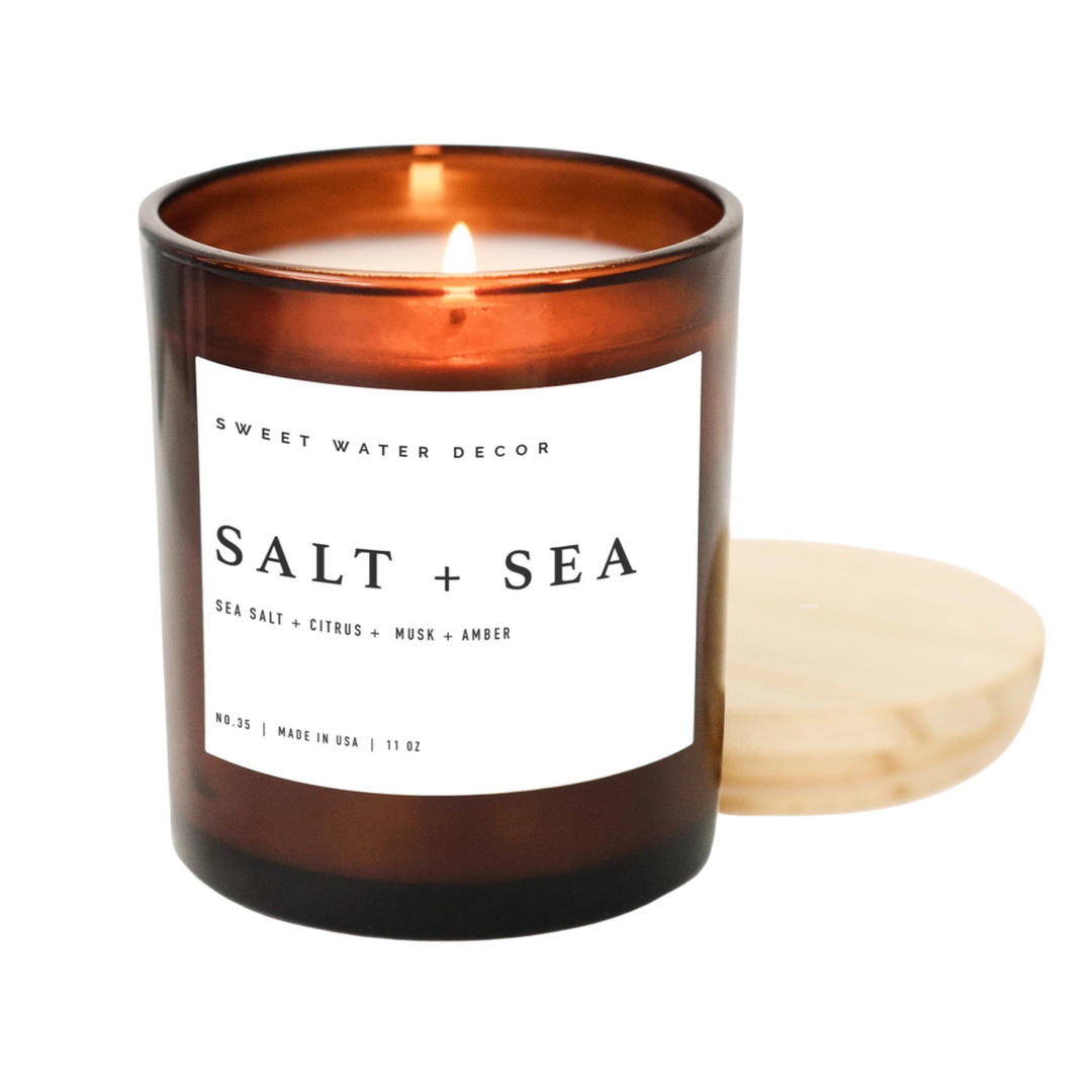 Salt + Sea Soy Candle | 11 oz Amber Jar Candle