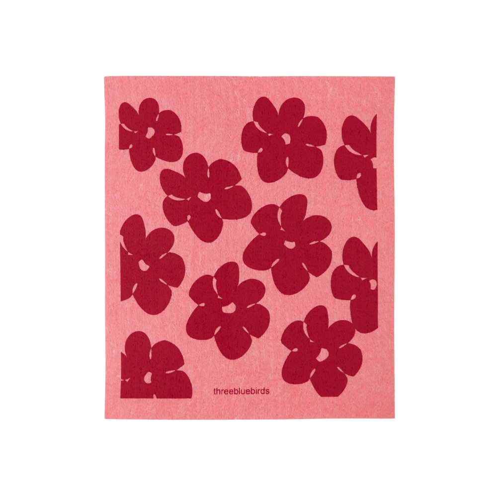 Pink Flower Power Swedish Dishcloth