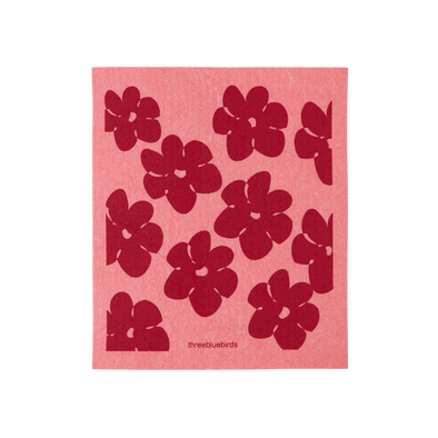 Pink Flower Power Swedish Dishcloth