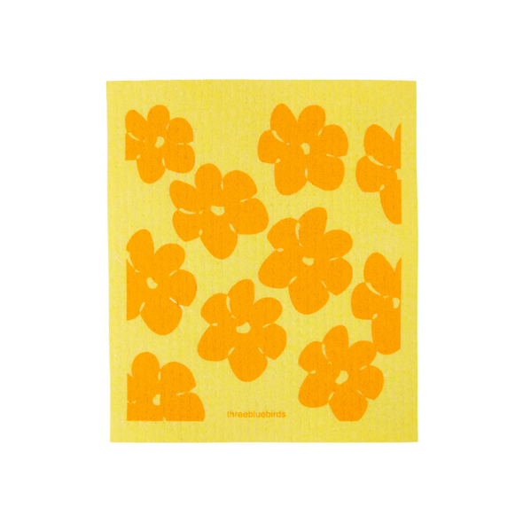Yellow Flower Power Swedish Dishcloth