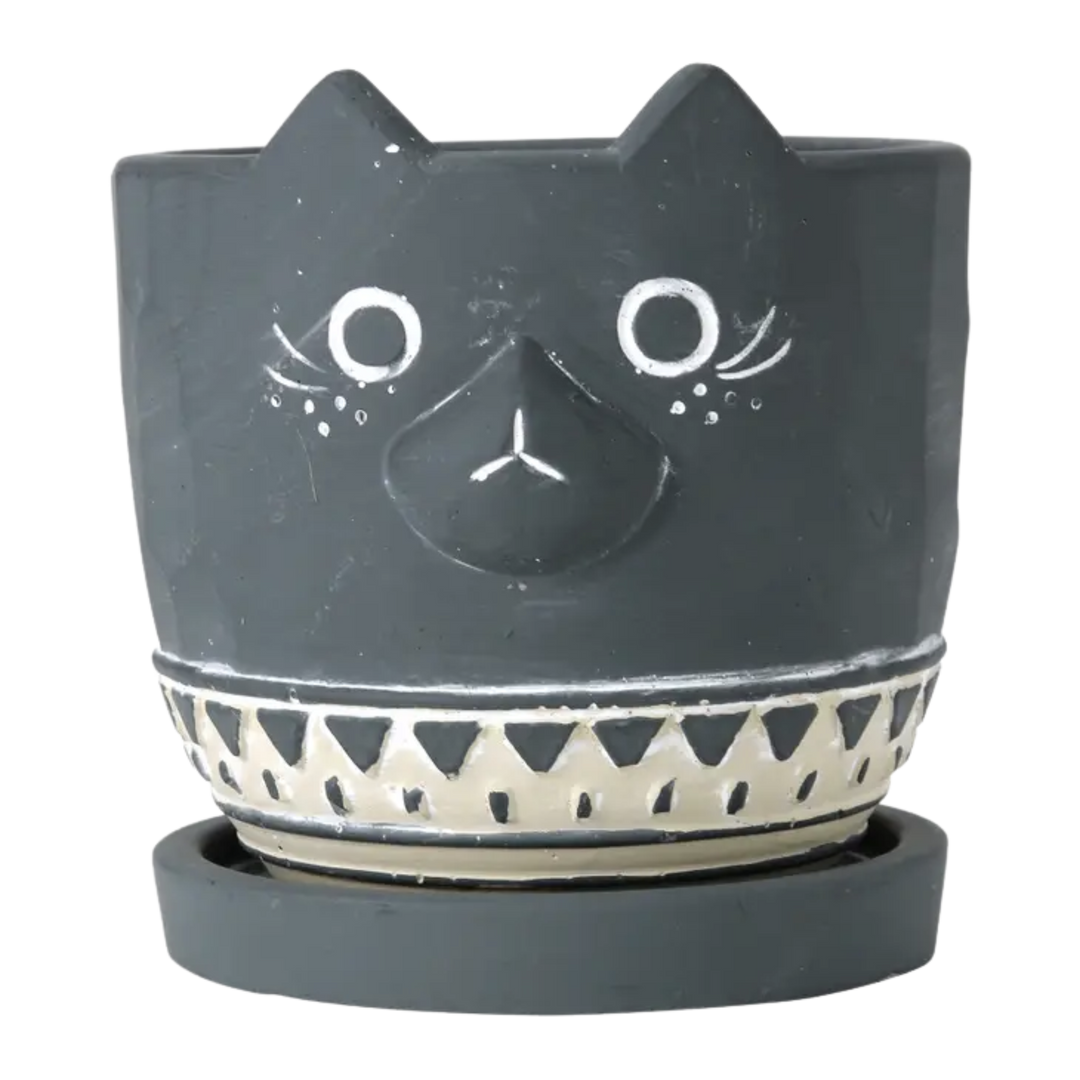 Animal Cement Planter Black Cat