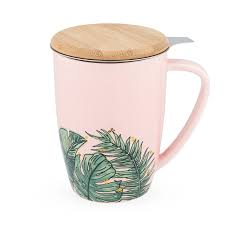 Tropical Ceramic Tea Mug & Infuser