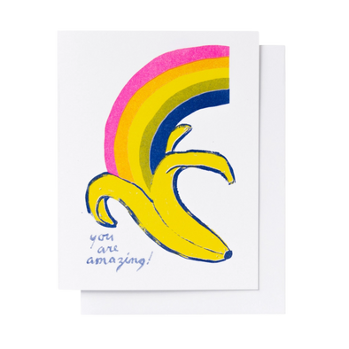 Banana Rainbow Risograph Card