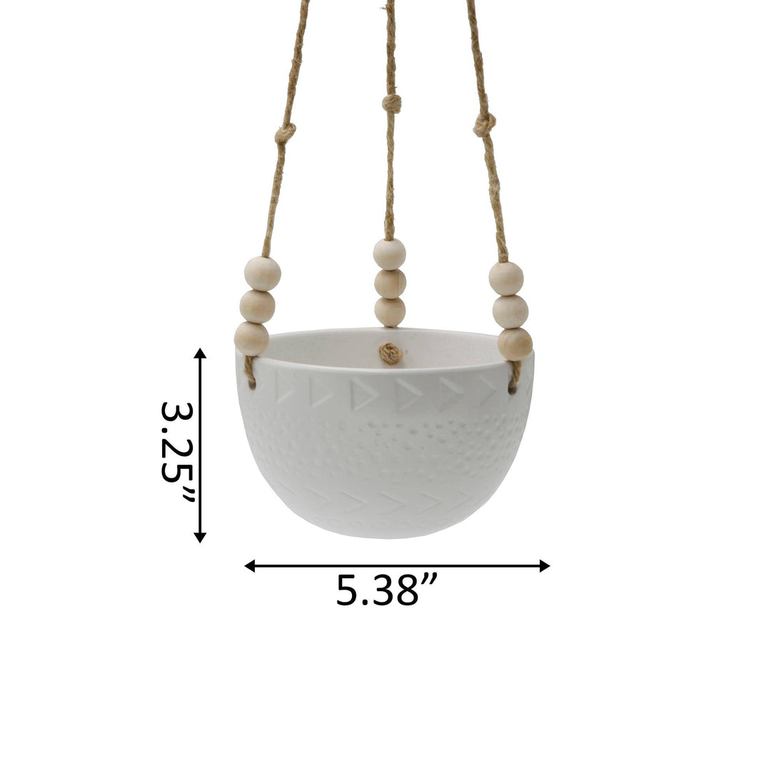 5.375" Ceramic Hanging Planter  Matte White