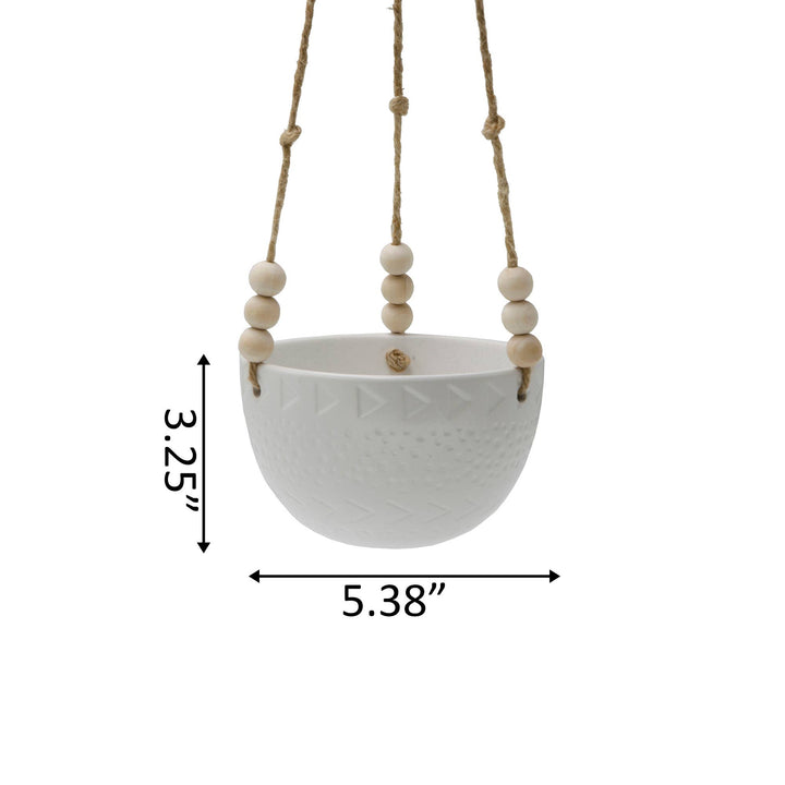 5.375" Ceramic Hanging Planter  Matte White