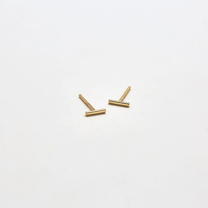 Gold Mini Bar Stud Earrings