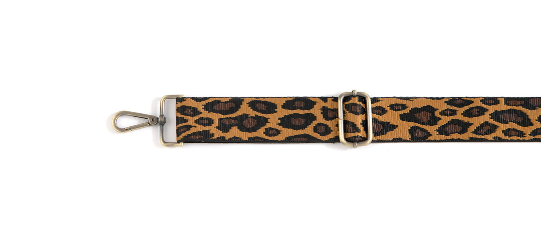 Leopard Guitar Strap - Brown