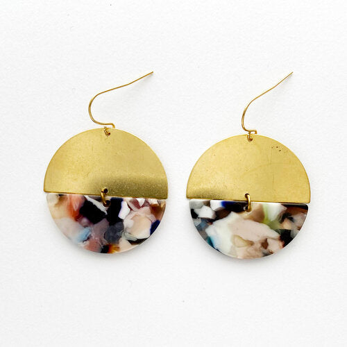 Alkaline Brass and Acrylic Crescent Earrings