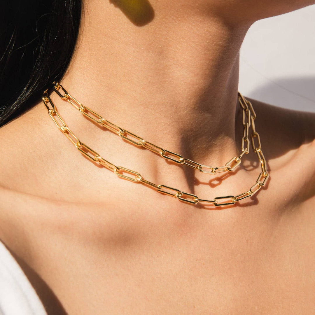 14K Gold Plated Paper Clip Necklace