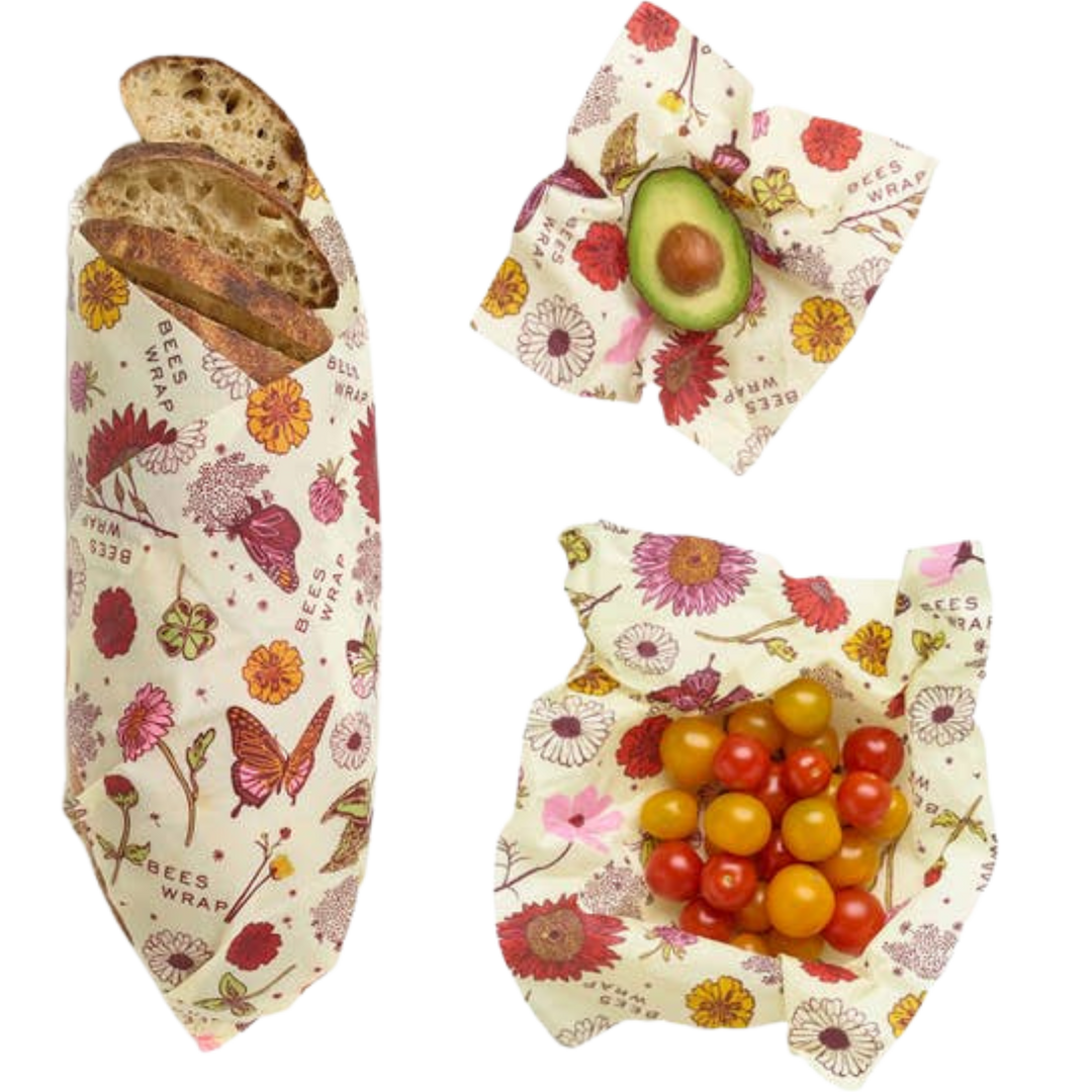 Set of 3 Assorted Plant Based Wraps in Meadow Magic Bee's Wrap