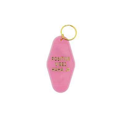 Positive Vibes Haha JK Motel Keychain in Translucent Pink