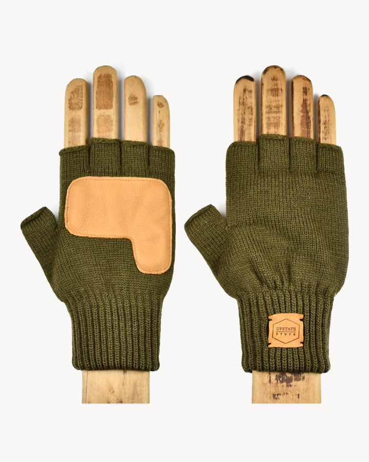 Moss Merino Wool Fingerless Glove