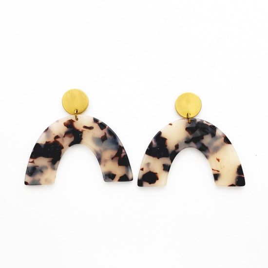 Acrylic and Brass Arch Stud Earrings