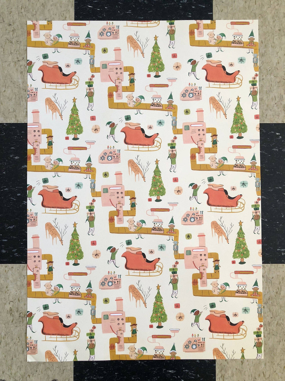Elf Gift Wrap Paper - 3 Sheet Set