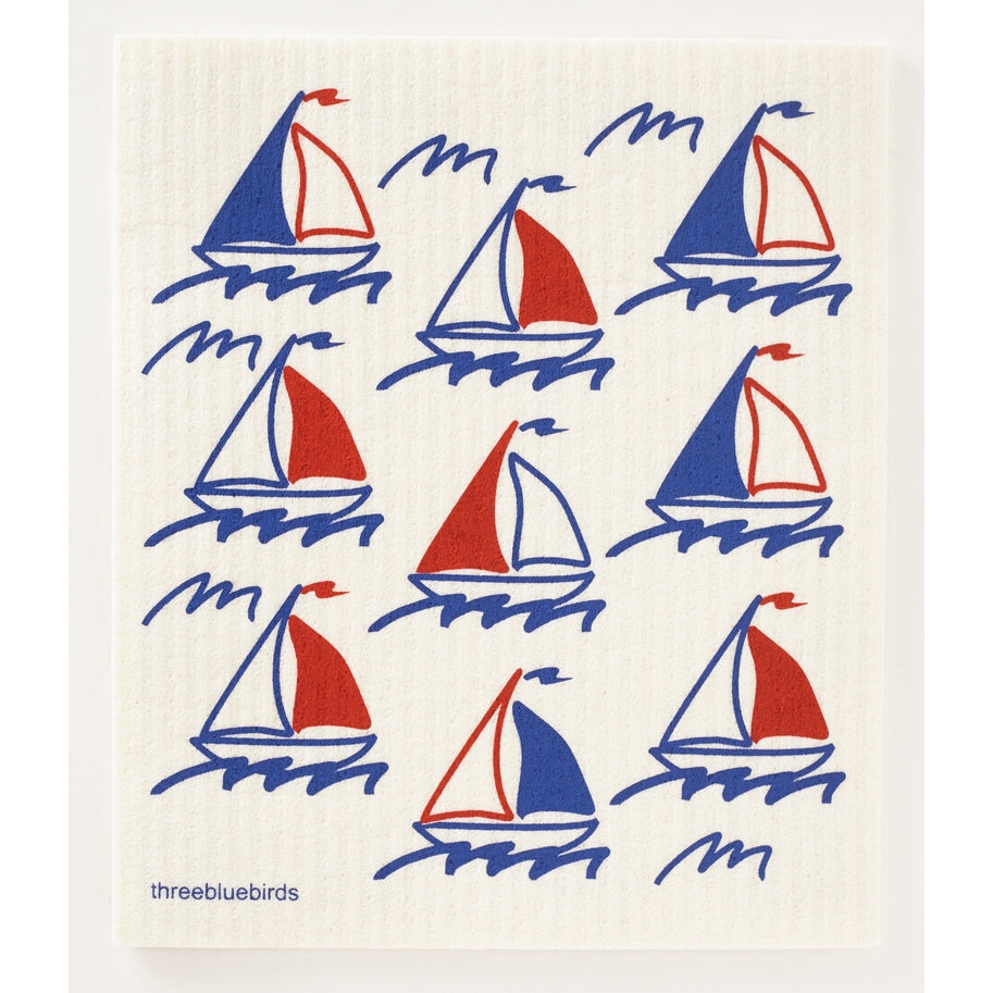 Sailboats Swedish Dishcloth