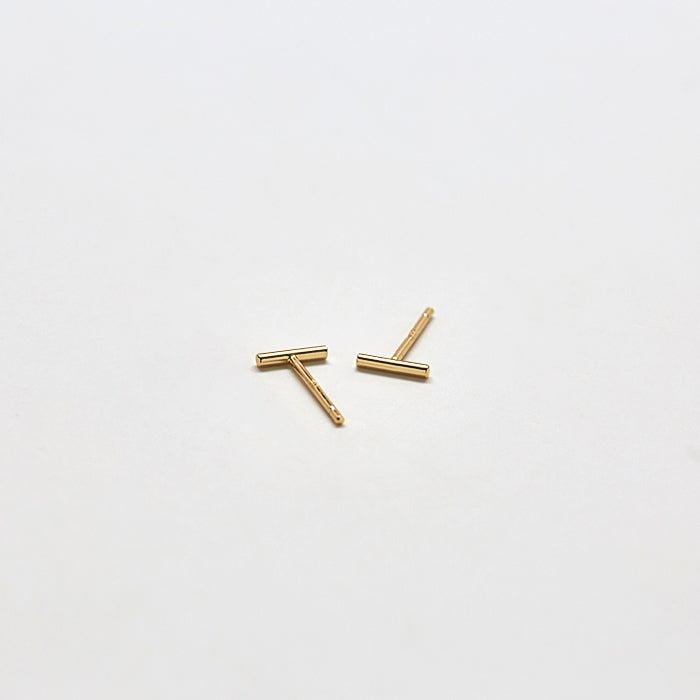 Gold Mini Bar Stud Earrings
