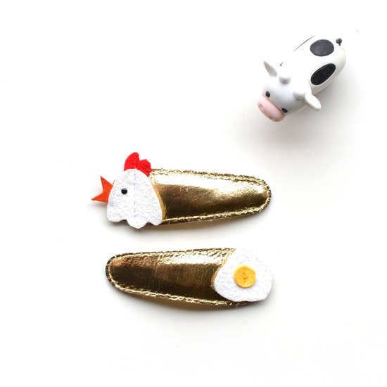 Chicken and Egg Hair Clips