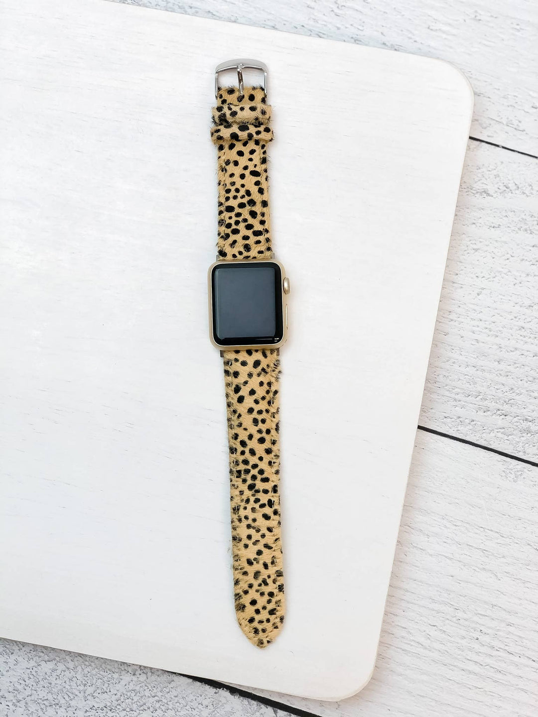 Cheetah Textured Leather Smart Watch Band - Size 38/40