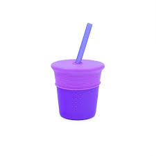 Cup with straw - 8 oz Silicone - Assorted Colors